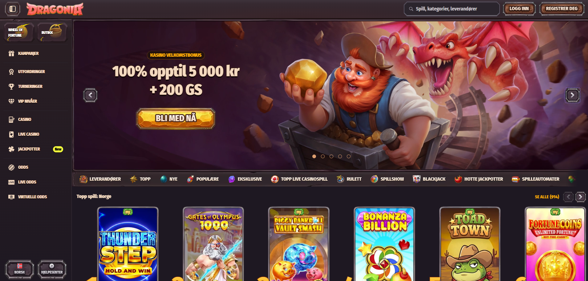 Dragonia — det tryggeste norske casinoet på lista